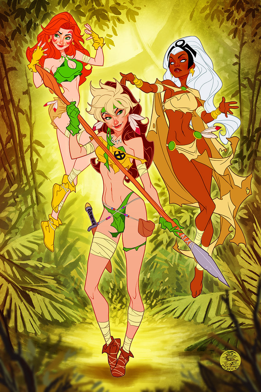 Exclusive Marvel Animated Style Savage Land X-Women Print