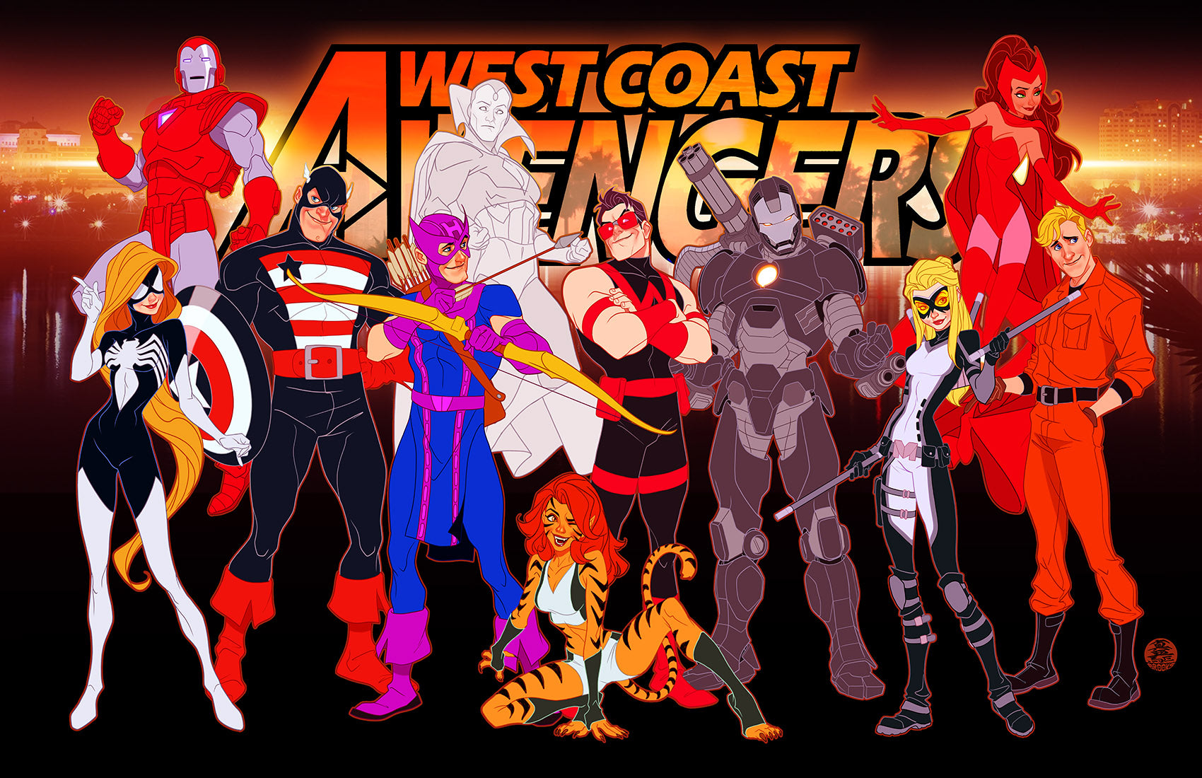 Exclusive Marvel Animated Style West Coast Avengers Print
