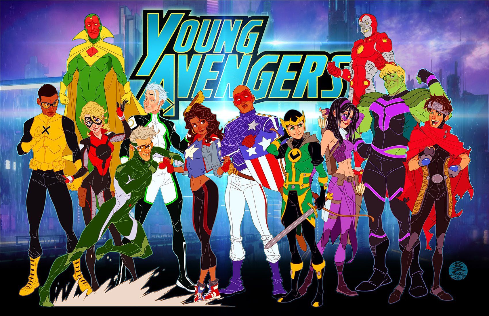 Exclusive Marvel Animated Style Young Avengers Print