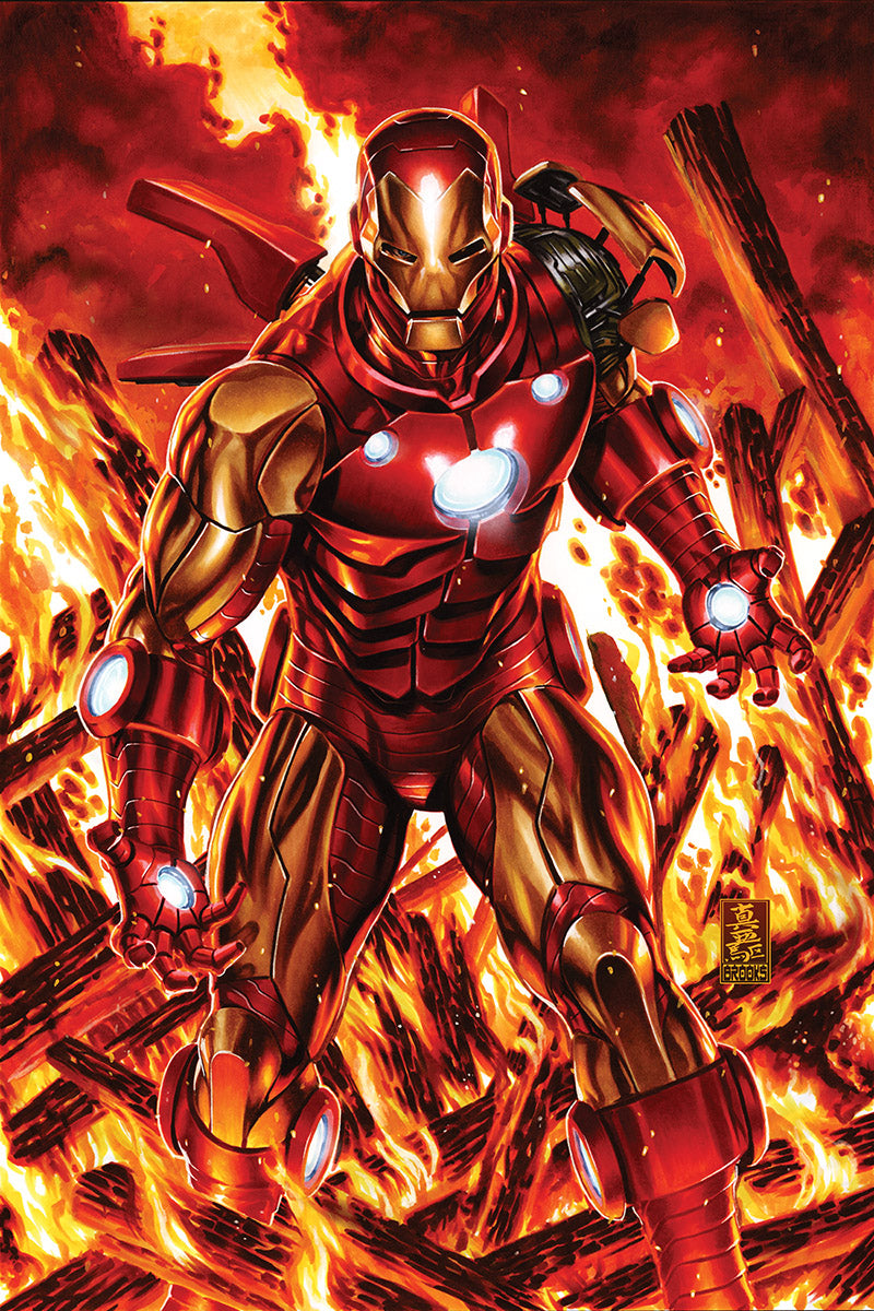 Mark Brooks: Iron Man walking through flames